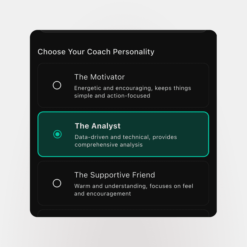 Screenshot: Choose a Coach Personality