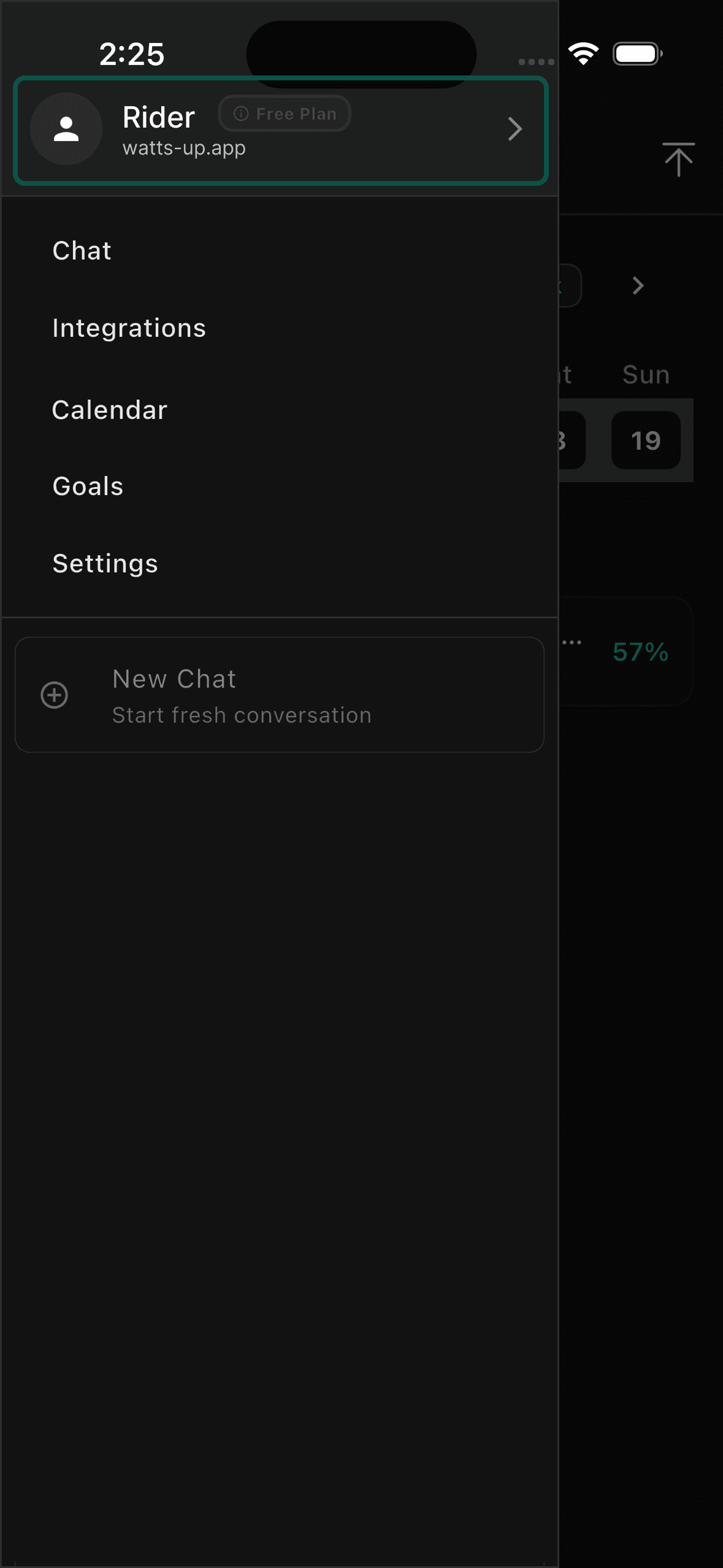 Navigation drawer with profile card